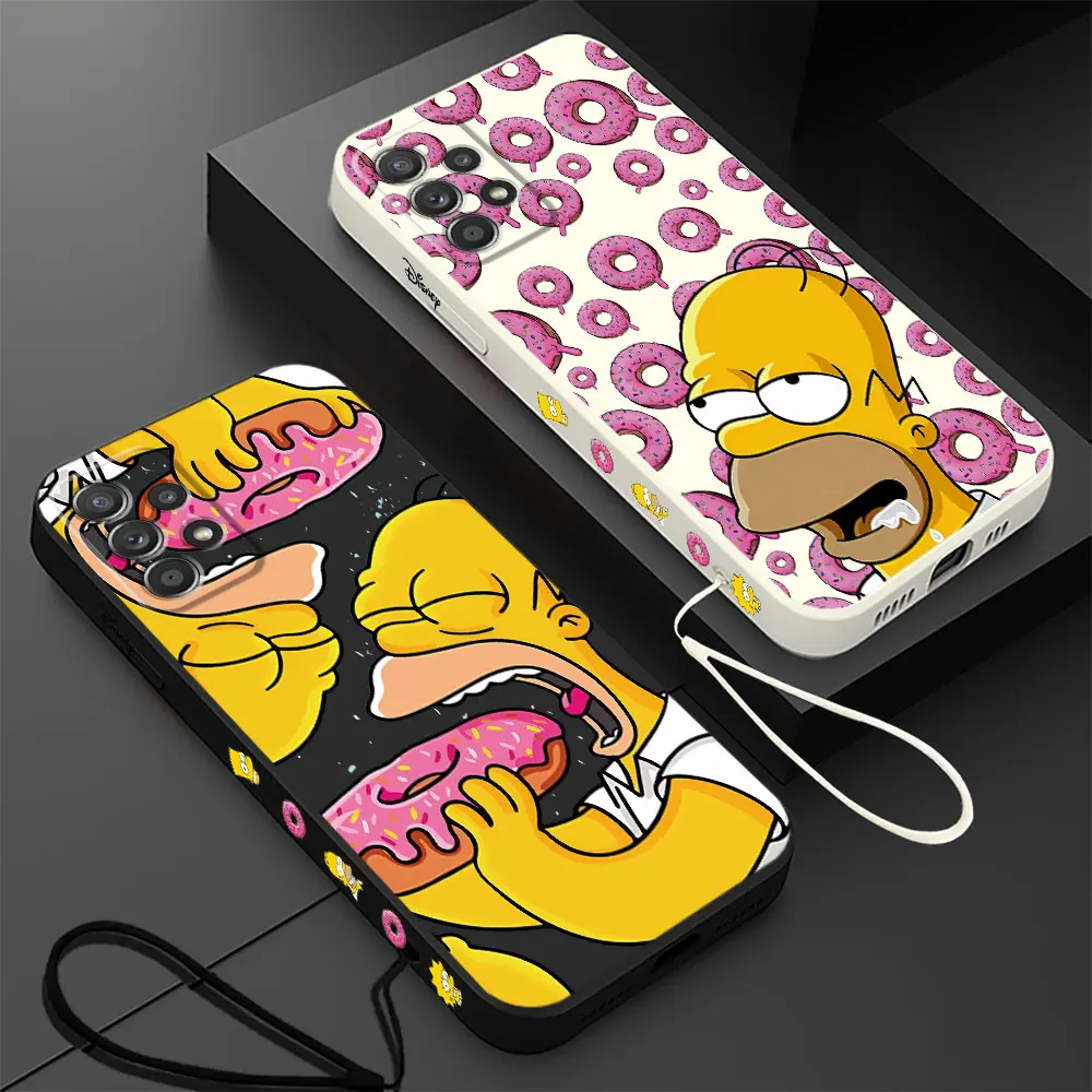 Custodia Disney Funny Cartoon Homer Simpson Per Samsung Galaxy A71 4G A10S A04S A70 A03S A50 A05S A20 A03 A20S Square Liquid Cover