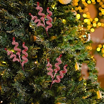 (20 pieces) Christmas decorations Christmas wool bell cuttings wool cuttings 35cm red and white C 3