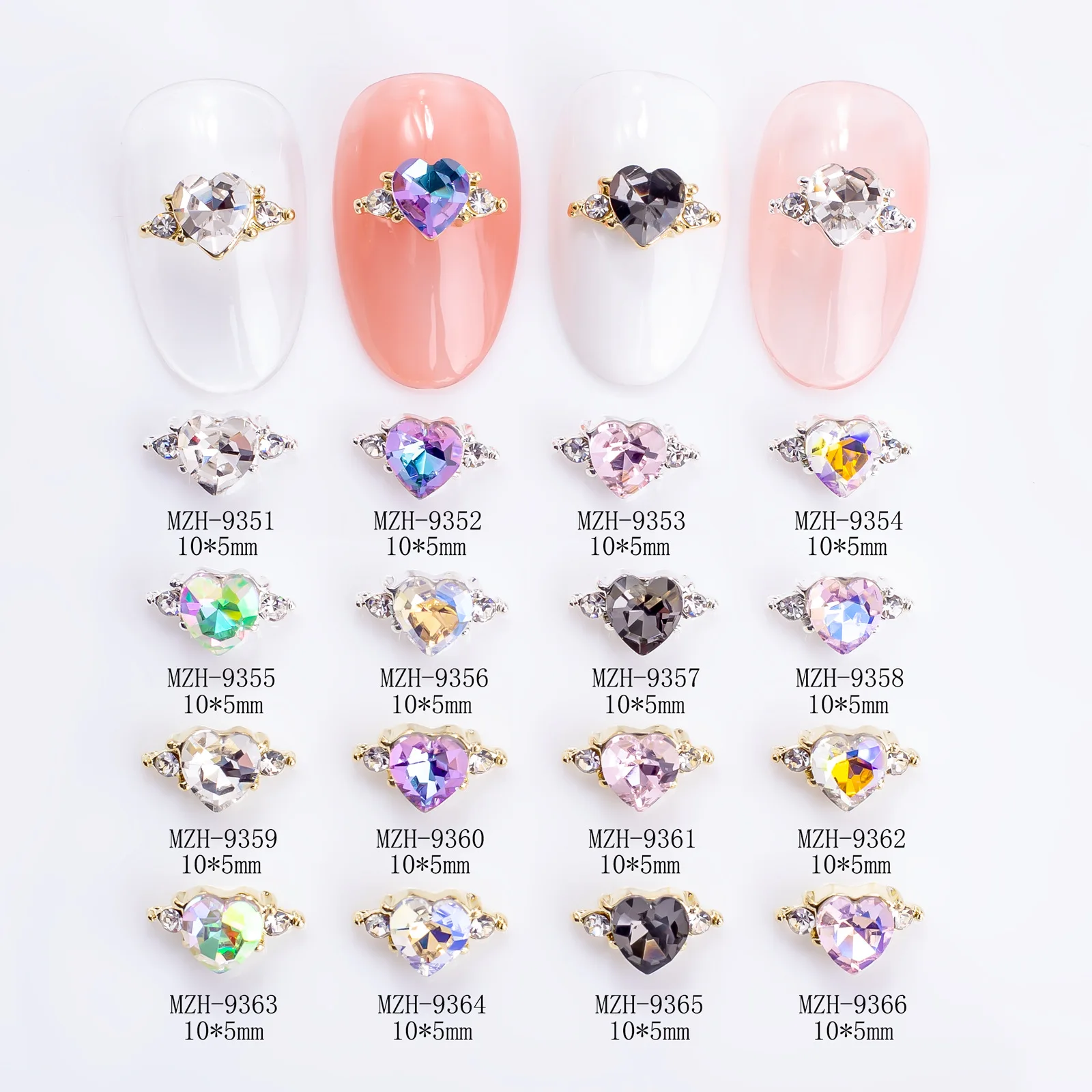 

10 шт., подвески для ногтей в форме сердца