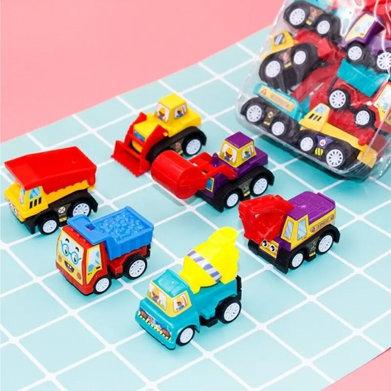 Pull Back Car Toy Set Mini Inertial Engineering Vehicles for Kids Cartoon Style Play Vehicles 6Pcs car toys