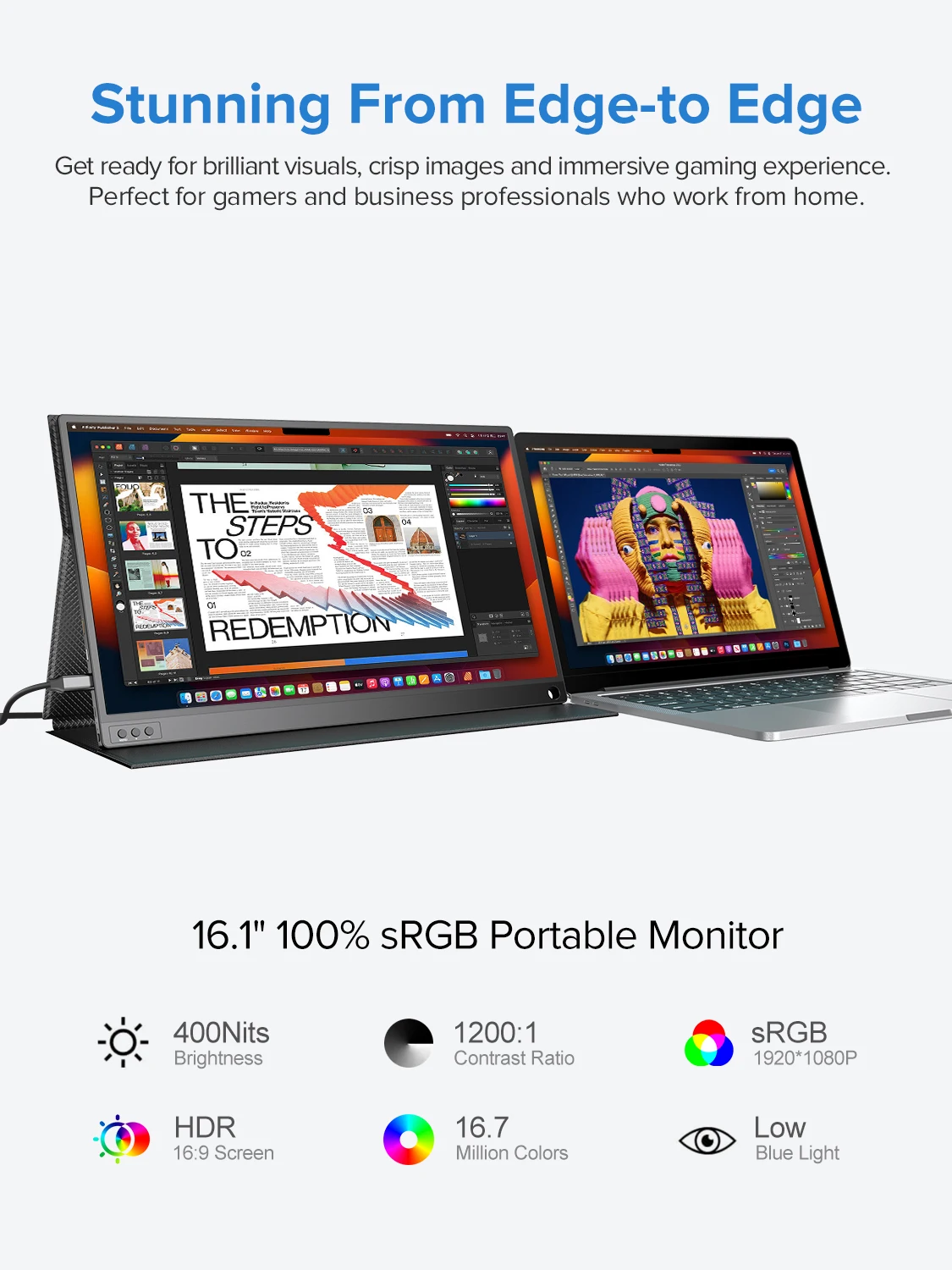 UPERFECT ޴  144Hz 16.1 HDR  ɾ  ִ 1080P  ÷ VESA  ũ Ʈ PS5 Xbox ġ ܺ  ° ȭ