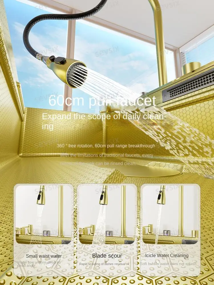 5mm Waterfall Kitchen Sink Honeycomb Technology Large Digitial Display Stainless Steel Sink