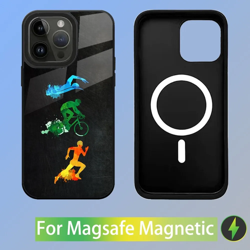 Triathlon Swim Bike Run Tri Life Phone Case with Magnetic Wireless Charging