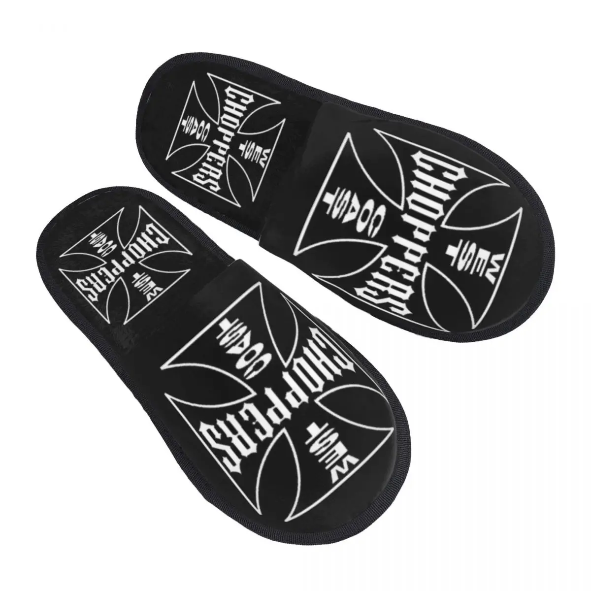 

Custom Print Women West Coast Iron Cross Choppers House Slippers Soft Warm Memory Foam Fluffy Slipper Indoor Outdoor Shoes