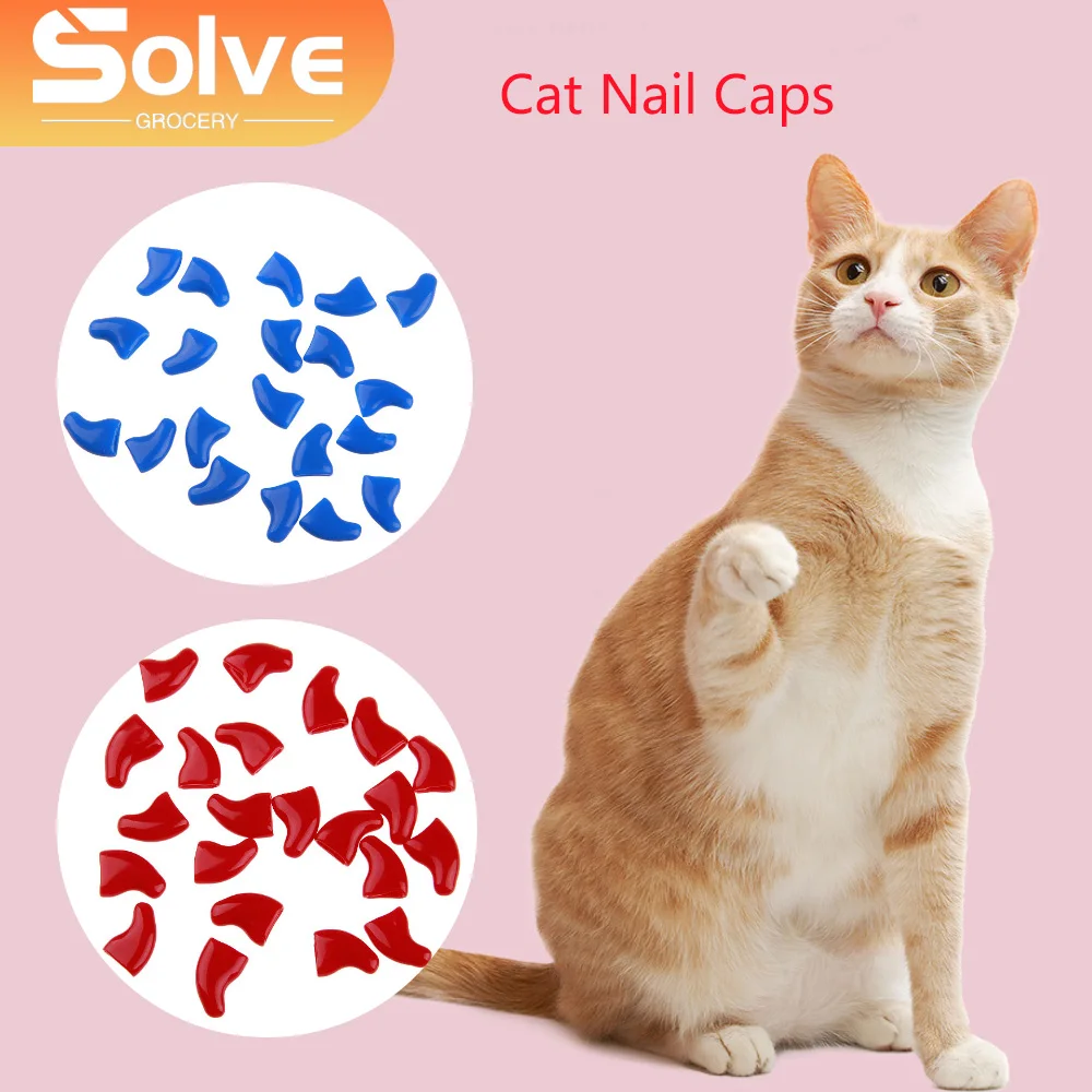 20pcsSoftCatNailCapsFashionCatNailCoverPetClawSiliconNail