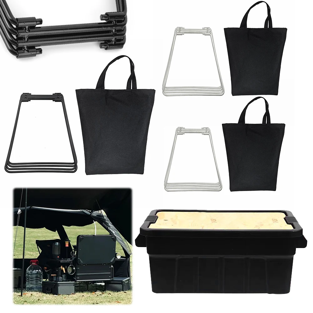 Aluminum Alloy Box Stand Portable Iron Storage Box Bracket Carbon Steel Outdoor Storage Boxes Shelves for Travel Cooking