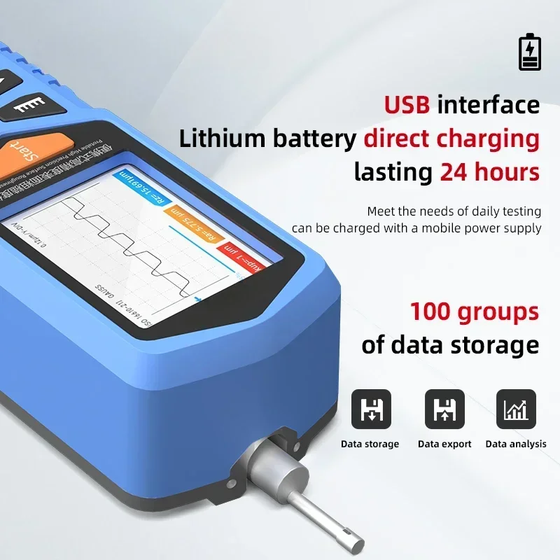 OLED Digital Display Surface Roughness Tester 0.001um Precise Data Connect PC Printer Factory Lab Surface Roughness Gauge Tools
