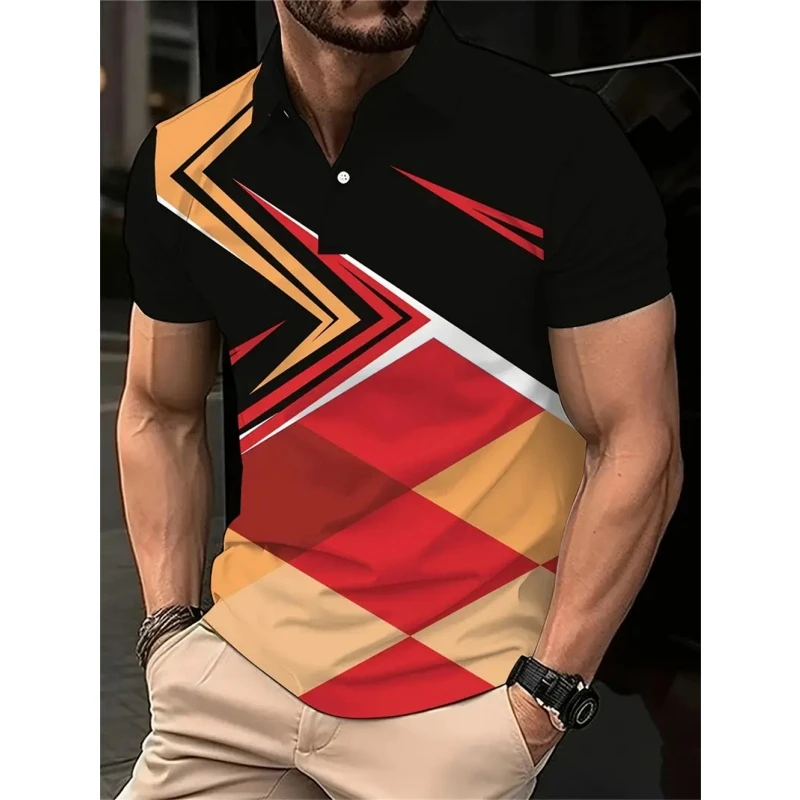 New 3D Printed Colorful Striped Man Polo Shirts Geometric Color Block Pattern Men's Clothes Shirt Casual Lapel Short Sleeve Tops 13 S9a68a388b4594851b1e6e332d0dccd65t