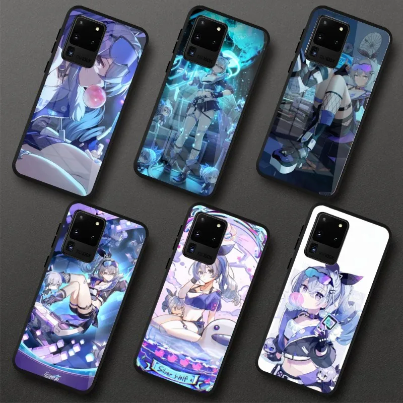 Honkai Cute Girl Silver Wolf Phone Case Per Samung Galaxy S23 S22 S21 Pro Ultra M14 A14 A34 A54 A13 A33 A53 Black Pc Glass Phone