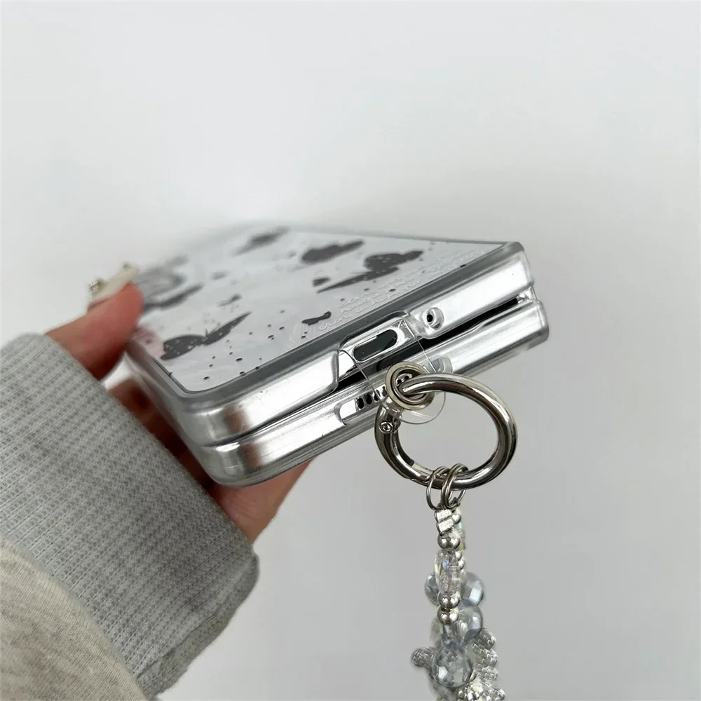 Fashion Feather Black Butterfly Chain Lanyard Case - Ultra Thin Hard PC Protective Cover