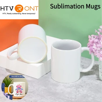 HTVRONT Confezione da 6 tazze per sublimazione da 11 OZ Set vuoto Tazze classiche con manici per tazza fai da te Latte Regalo per carta da sublimazione 1