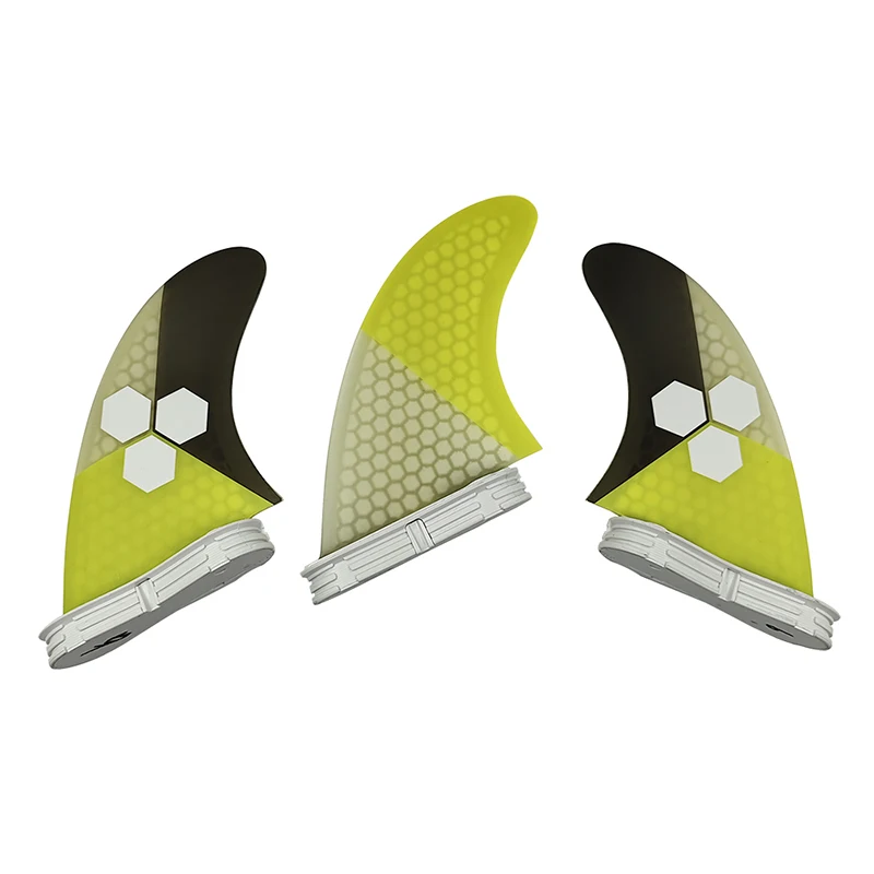 Surf Board Double Tabs 2 Fin Yellow Color Fiberglass Honeycomb M/L Size UPSURF Surfboard Fins 3 pieces set Stand Up Paddle Board 3 pieces g5 surfboard fins size m sup accessory surf fin paddle board fin