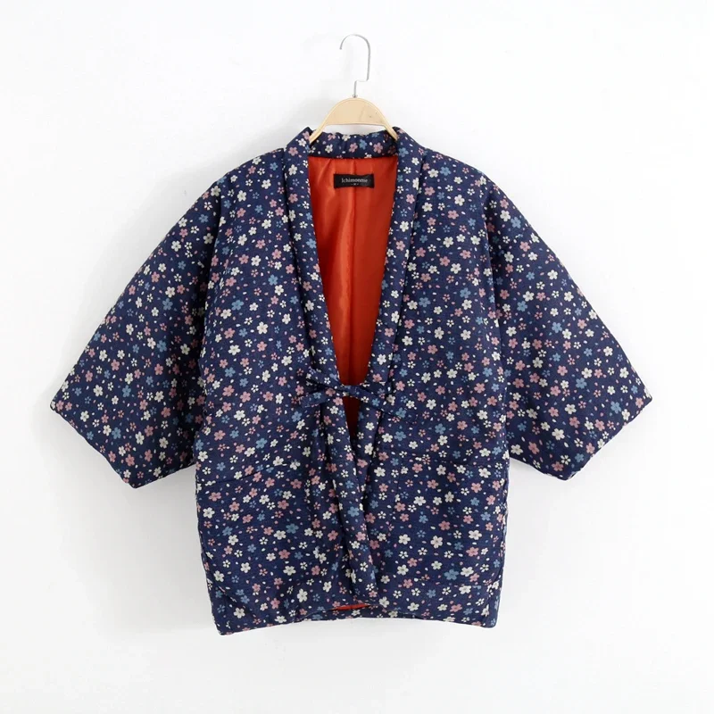

Autumn Winter New Hanten Jacket for Women Japanese Kimono Sakura Rabbit Cotton Coat Lounger Homewear Pajamas Asian Clothes