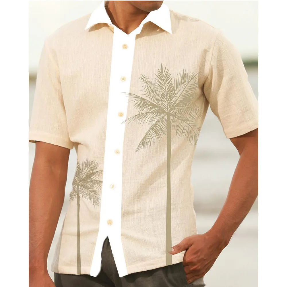 

Simple Coconut Palm Print Short Sleeves shirt M3