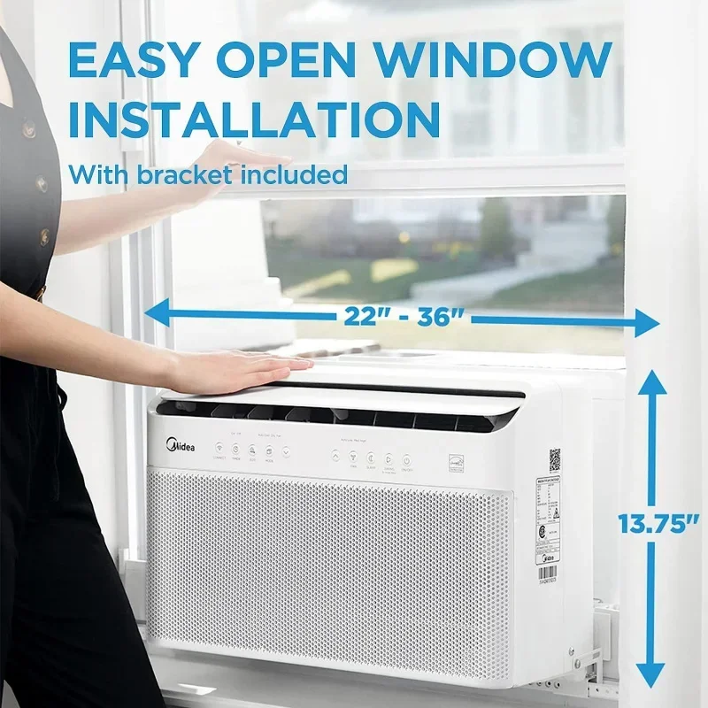 QWMidea 12,000 BTU U-Shaped Smart Inverter Air Conditioner,with Open Window Flexibility,Works with Alexa/Google Assistant 6