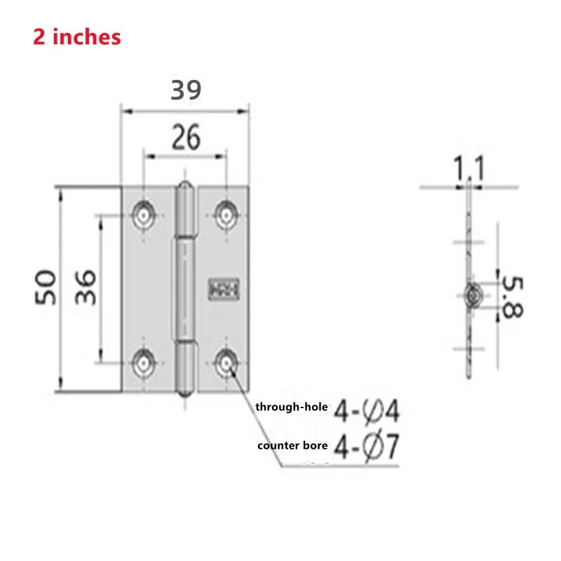 2-10Pcs 1/1.5/2/2.5 Inch Stainless Steel Hinged Door Drawer Connector 4/6 Hole Removable Furniture Bookcase Window Cabinet Hinge stainless steel hinges door hinges