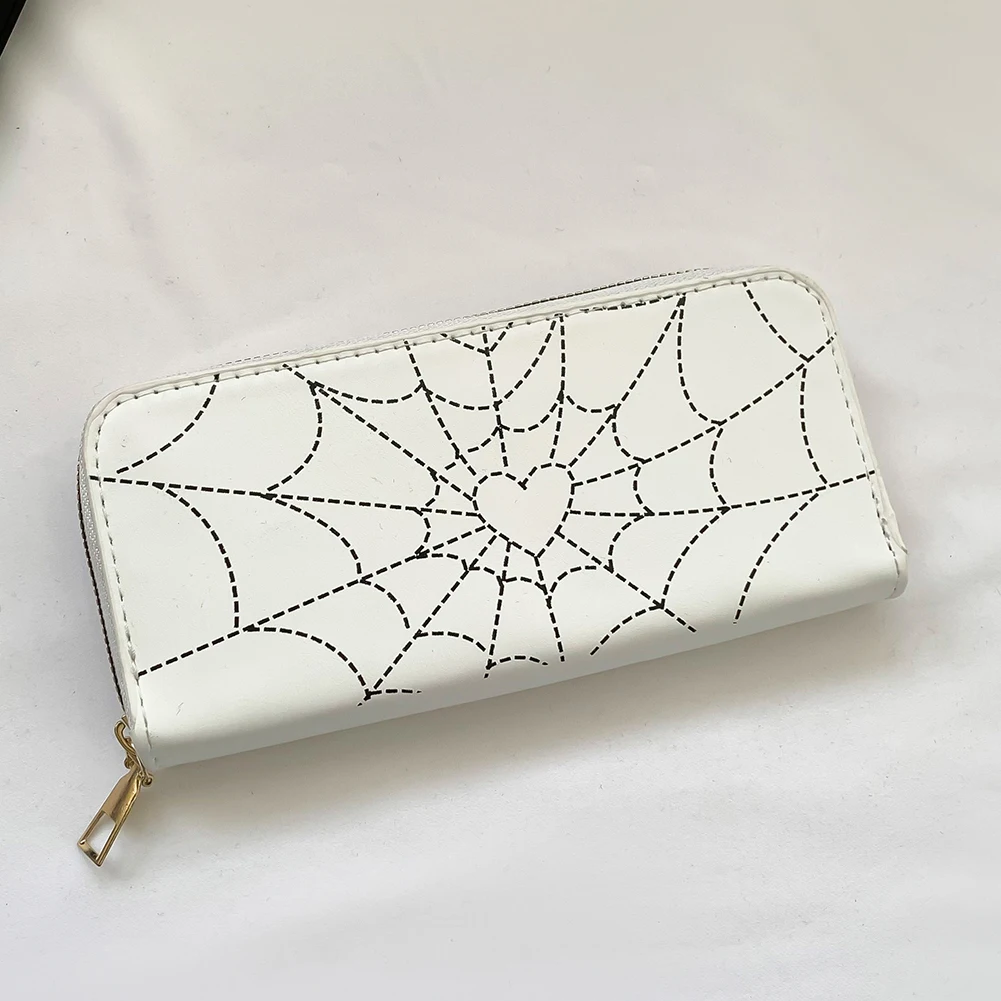 Women Spider Web Zipper Wallet PU Leather Gothic Coin Money Bag Fashion Multi-Use Halloween Trendy Wallet for Girls 3