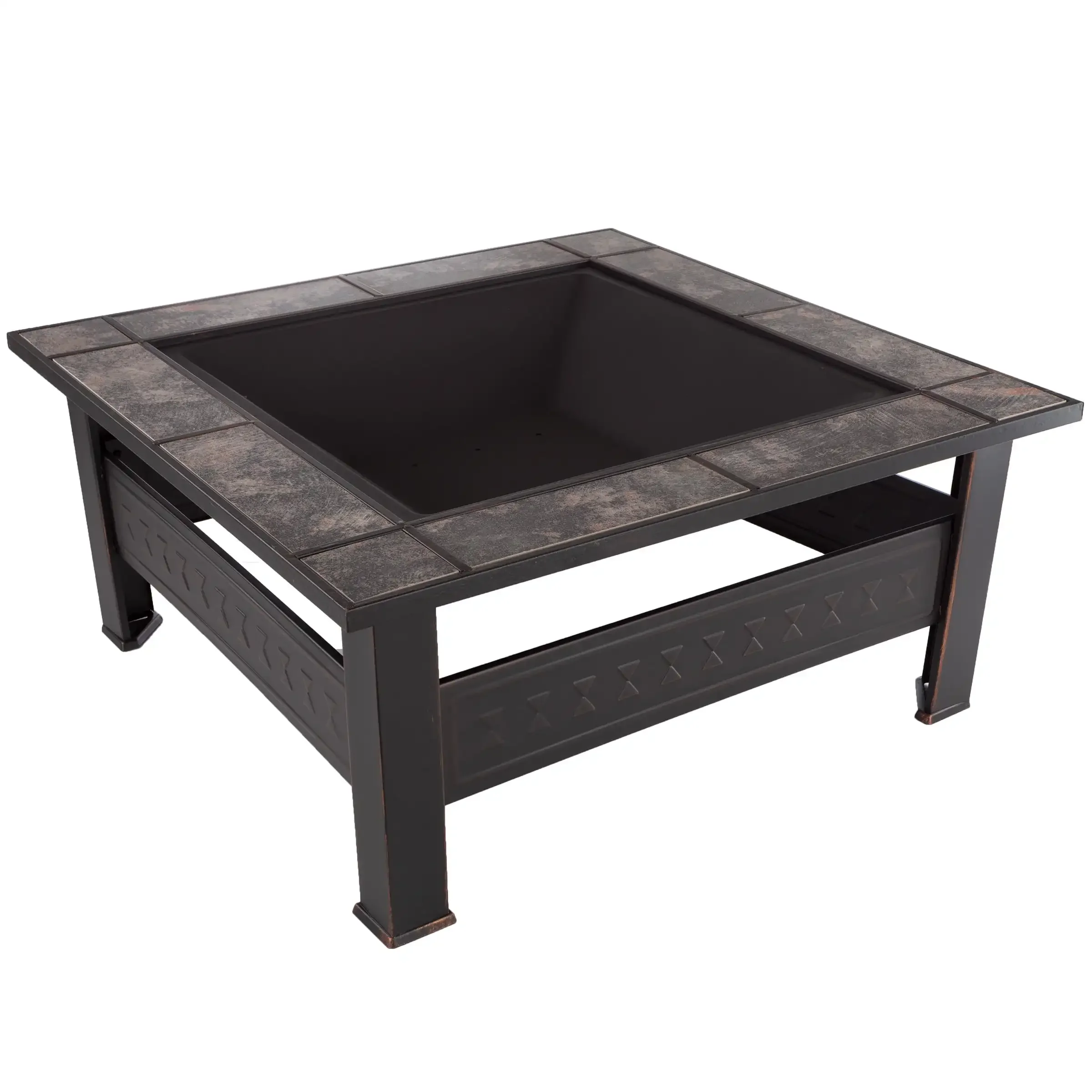33-Inch Outdoor Fire Pit with Screen, Cover, and Poker (Black)