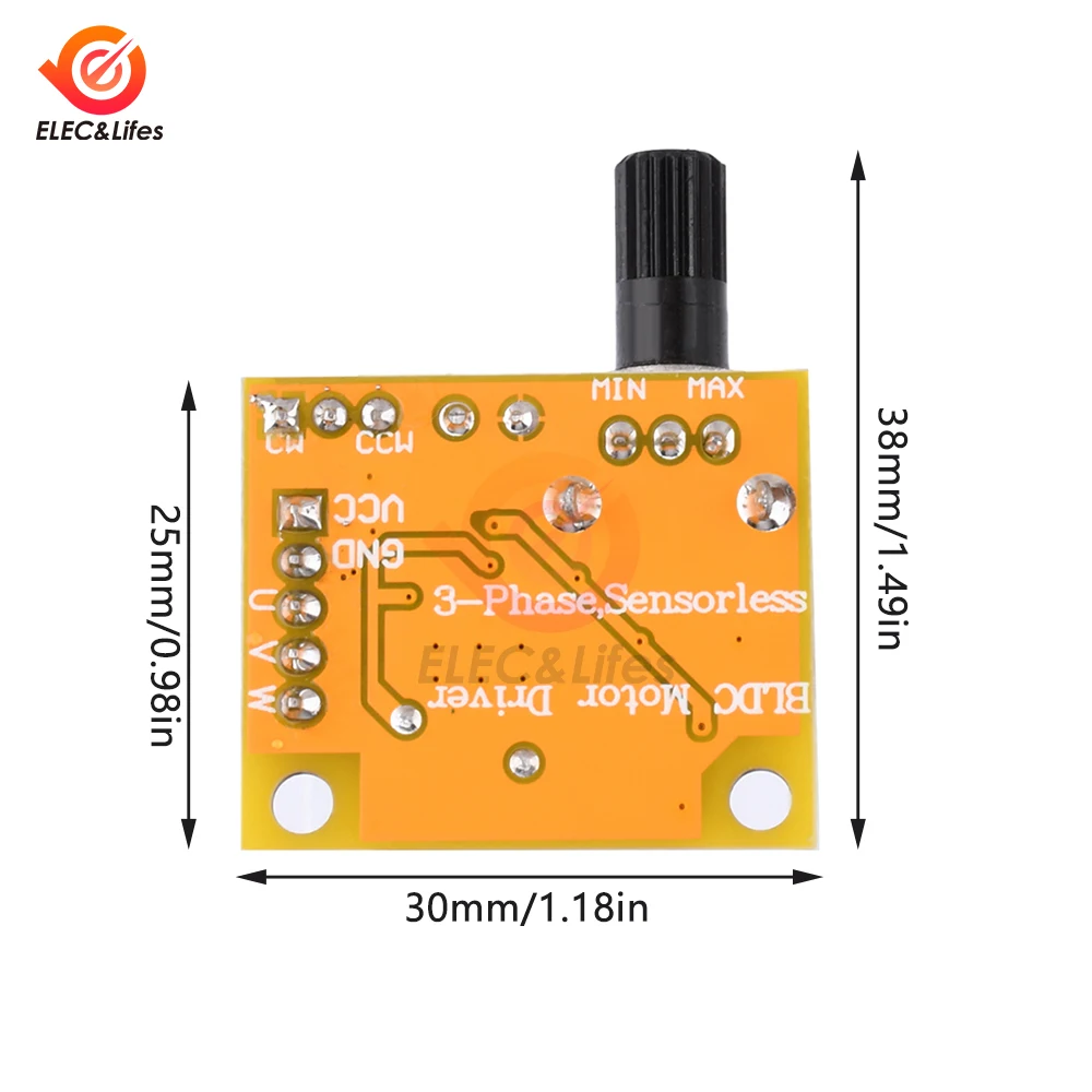 DC 5V 12V 15V BLDC 3 상 브러시리스 모터 드라이버 2A 15W DC 모터 속도 컨트롤러 Sensorless 보드 모듈 5PIN 플랫 케이블