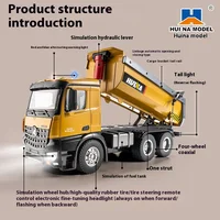 Huina 1573 1:14 10ch Remote-controlled Alloy Dump Truck Excavator 2.4g Wireless Remote-controlled Rtr Engineering Vehicle Toy 2