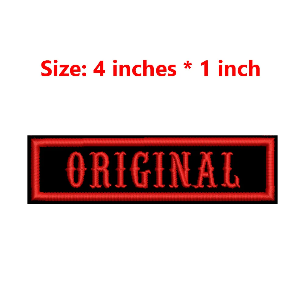 Red Texts White Border Black background Applique 4 Inches Wide Name Iron On  Embroidery Patch PRESIDENT/PROSPECT/ORIGINAL