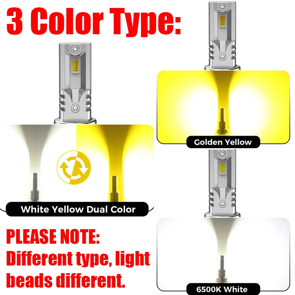 BMTxms 2PCS 스위치백 H8 H11 H16JP H10 9145 9005 HB3 9006 HB4 LED 안개등 16000LM 듀얼 화이트 옐로우 LED 주간 주행등