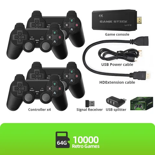 DATA FROG 레트로 비디오 게임 콘솔, 2.4G 무선 콘솔 게임 스틱, 4k 10000 게임, TV용 휴대용 Dendy 게임 콘솔 9