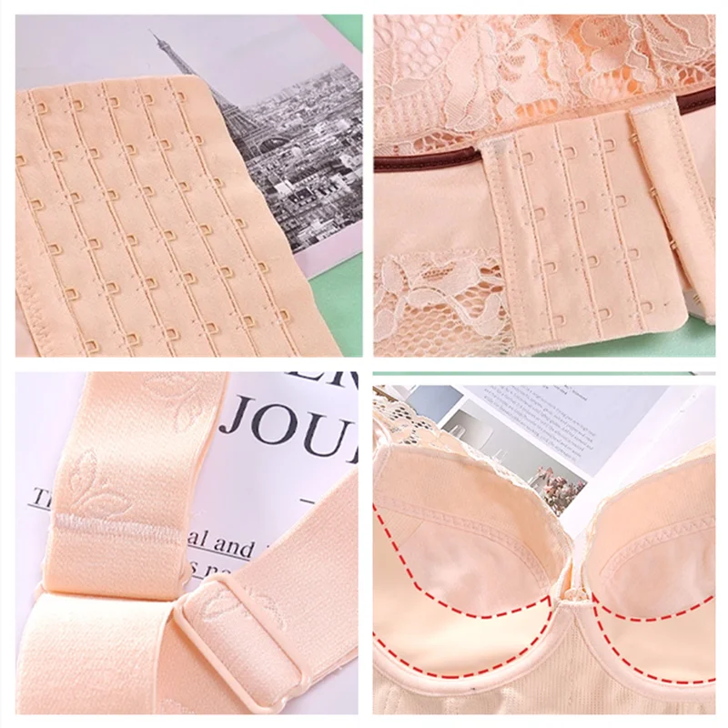 Sexy Push Up Bra Wire Free Bras Lace Womens Lingerie Plus Size Bras for Women Underwear Brassiere Backless Bra Fox Gathered Bra