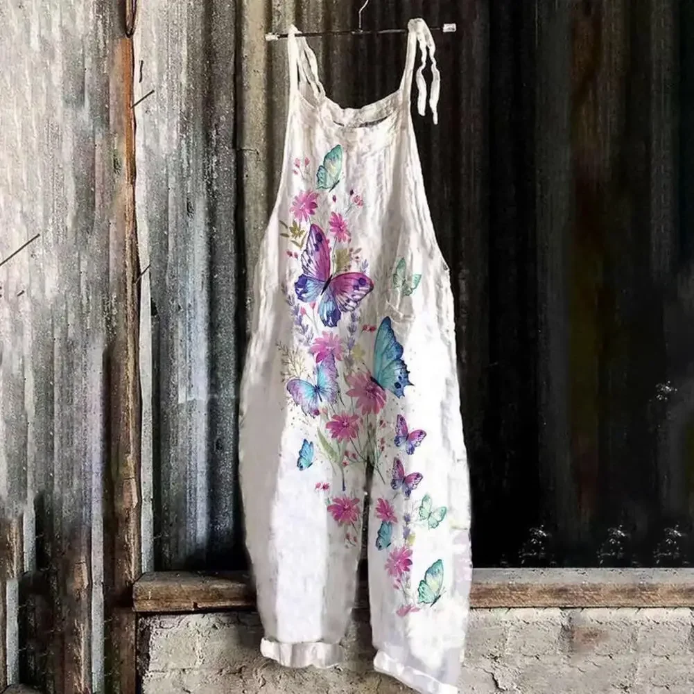 2024 Ne wWomen Jumpsuit Floral Print Wide Leg Beach Jumpsuit Vintage Temperament Loose-fitting Jumpsuit For Holiday