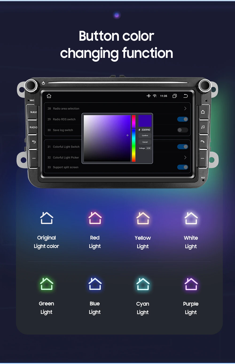 2DIN Carplay Android Autoradio GPS für VW Caddy Polo Golf 5 6 Plus Passat B6 Jetta Tiguan Touran Sharan Scirocco Eos Seat Stereo – Detail 16