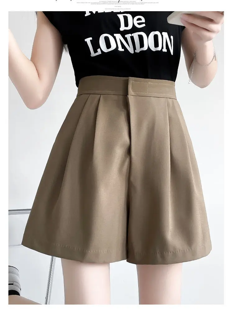 2022 Women's Summer New Fashion High Waist Wide-leg Shorts Female Loose Casual Shorts Ladies Solid Color Streetwear Shorts S38 lululemon shorts