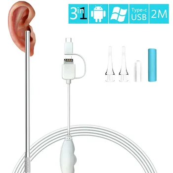 3 in 1 Ear Scope Cleaner Endoscope Video Otoscope Veterinary Visual 5.5mm Otoscopio Medico USB Android Phone Baby Earpick Camera 1