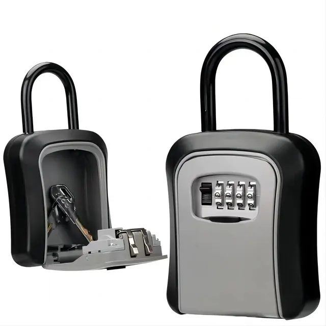 Upgraded Wall Mounted Secure Key Safe with Key Lock Box Key Storage with 4-digit Password Lock House Key Anti theft  Key Hider 3