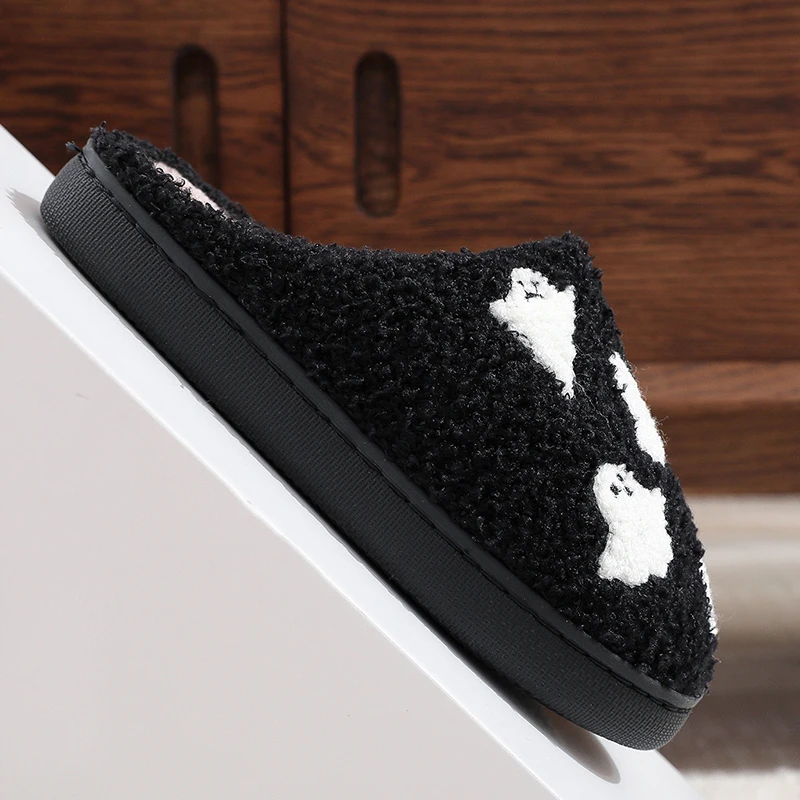Women's Winter Warm Home Slippers Indoor Comfortable Non-slip Cotton Shoes Women 2025 Embroidery Soft Sole Plush Slipper Couple