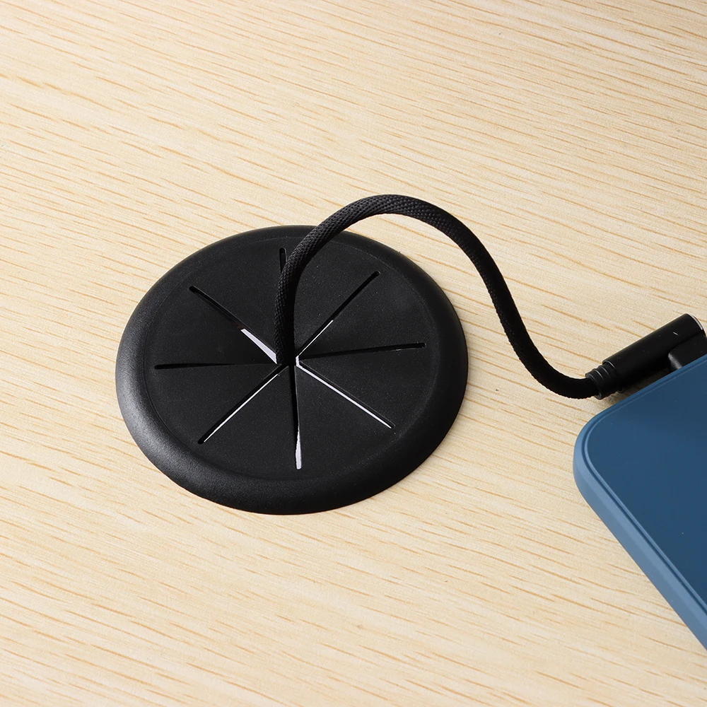Description Picture 4 of item1Pc 50/60mm Desktop Cable Box Plastic Eight Petal Wire Hole Cover Cable Organizer Threading Box Cover Office Home Decoration