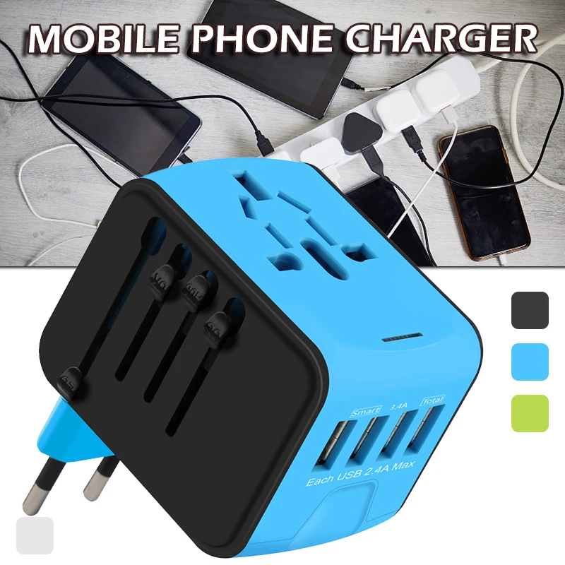 

Universal Travel Power Adapter Voltage Converter UK EU AU US 4 USB Charger Brand New Exquisite and Compact Easy to Charge