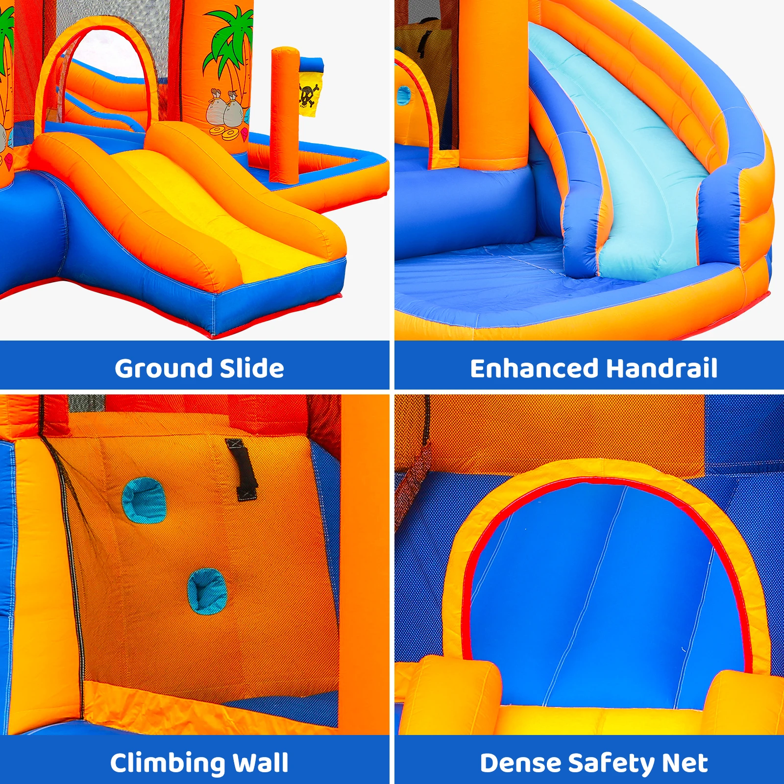AOOU Kids Inflatable Bounce House w/450W Blower Kid Bouncer & Water Slide 2 in 1 Outdoor Bouncy Castle Water Park