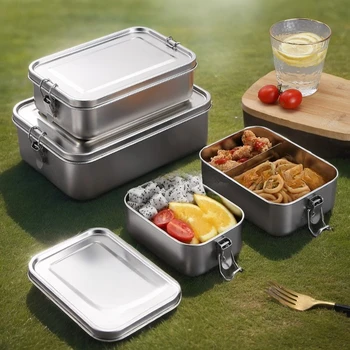 Boîte à déjeuner Portable en acier inoxydable de 1200ML, assiette de stockage de fruits, bol ou pique-nique Camping école bureau compartiment boîte à déjeuner 1