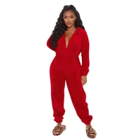 Womens Winter Warm Onesie Pajamas Fuzzy Fleece Zipper Up Bear Ear Hooded Romper Jumpsuits Sleepwear Loungewear 3