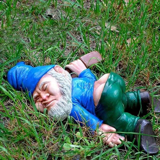 1 Db Vicces Részeg Kültéri Szobor, Szemtelen Knome Figure Gyepen Dísz Törpe Szobor Udvari Dekoráció Tornác - Image 3