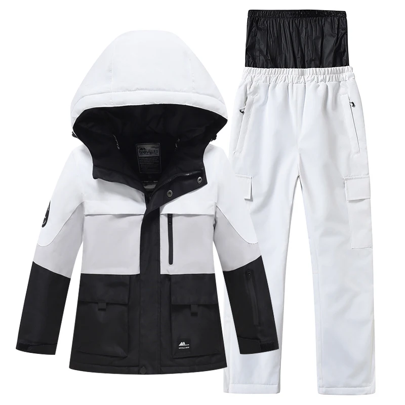 

-30℃ Children's snow suit waterproof jacket and pants Warm ski suits for boys and girls aged 5-16 Luxury thickened off-road snow