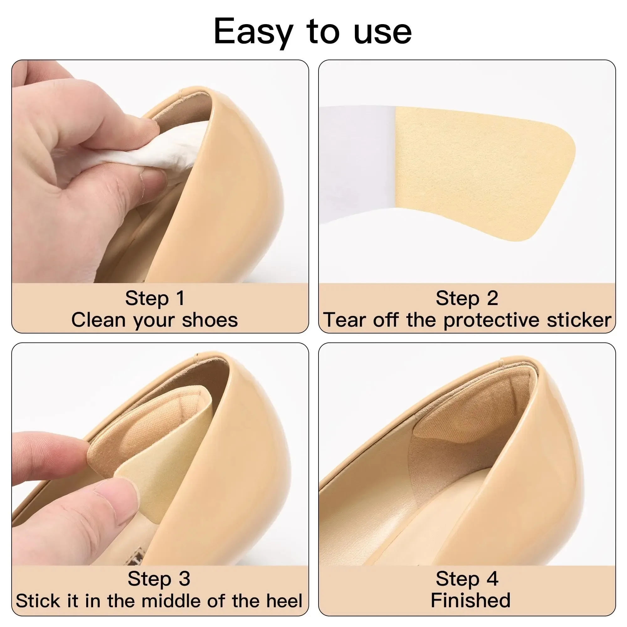 8 Pcs Heel Pads For Too Big Shoes Self-Adhesive Heel Protectors Inserts Improved Shoe Fit And Comfort Prevent Slip