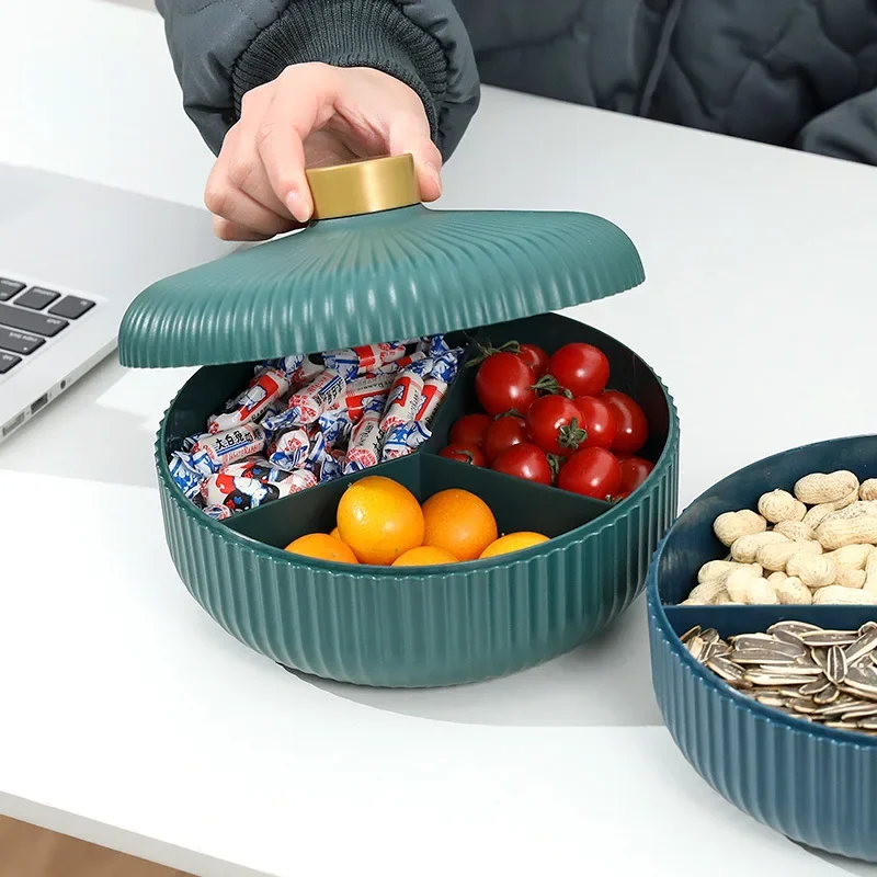 3 Compartment Food Storage Tray Dried Fruit Snack Bowl With Lid Plate Appetizer Serving Platter for Party Candy Pastry Nuts Dish snack bowl snack dish