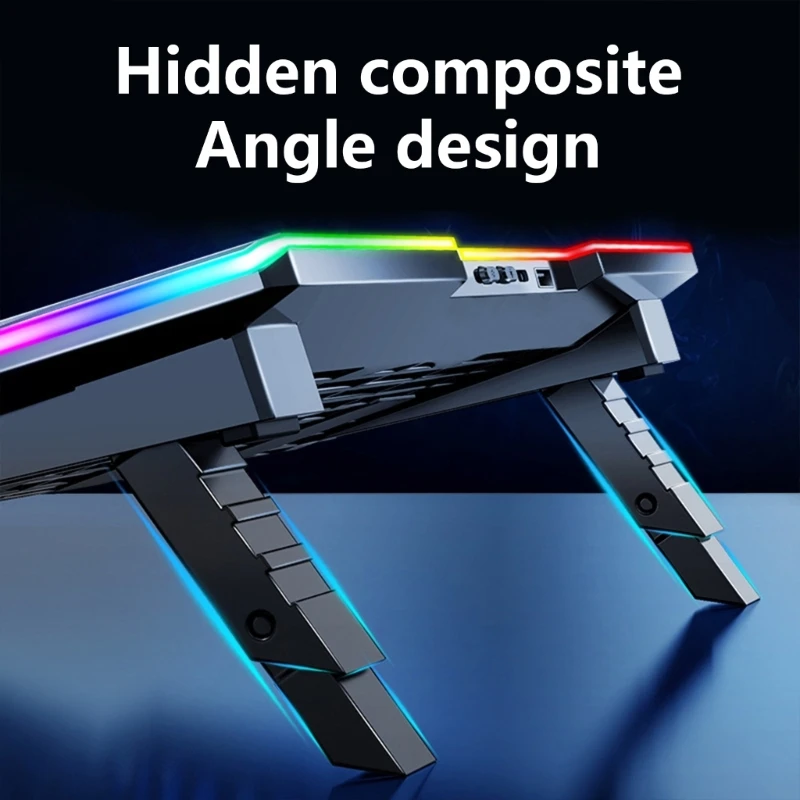 Aluminum LED Gaming Pad Stand External Fan Cooling Laptop With USB/USB C Port_voghion.com
