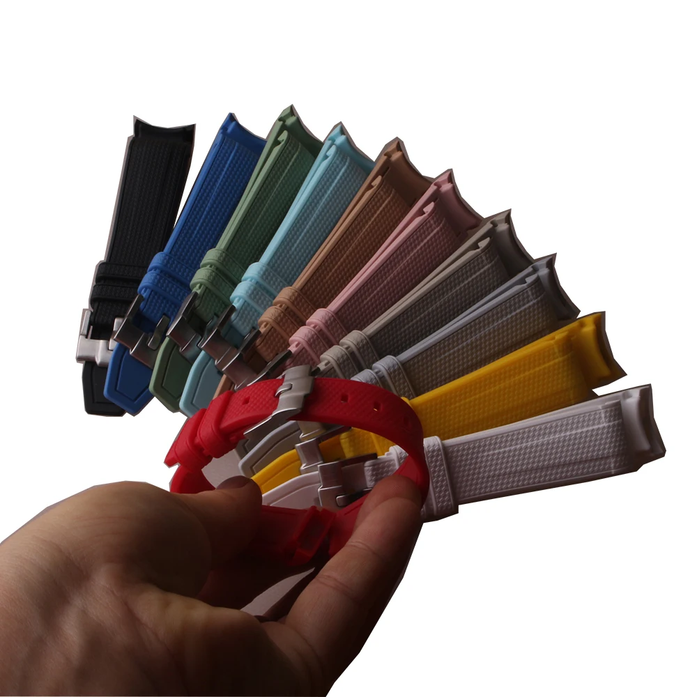 Cinturino Curvo Cinturino In Gomma Da 20Mm Per Orologio Swatch Moonwatch X Accessori Per Orologi Omega Grigio Blu Bianco Giallo Cinturino Impermeabile