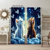 2Pcs Adorable Cat And Star Print Polyester Window Curtains Rod Pocket Design For Easy Hanging Home Decor Perfect For Bedroom 3