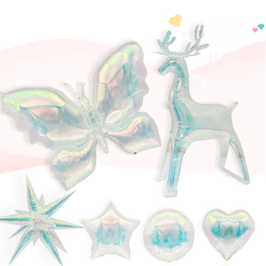 

Peach Heart Circular Pentagonal Star Transparent Balloons Kids Illusionary Daisy Elk Baloons Happy Birthday Party Ballons