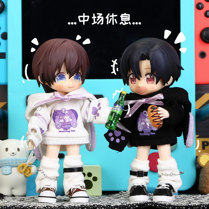 New OB11 Clothes Set Kawaii Kitten Sweater Long Sleeved Cat Game Jacket Doll Accessories For Molly GSC YMY P9 Body 1/12 BJD Doll 5