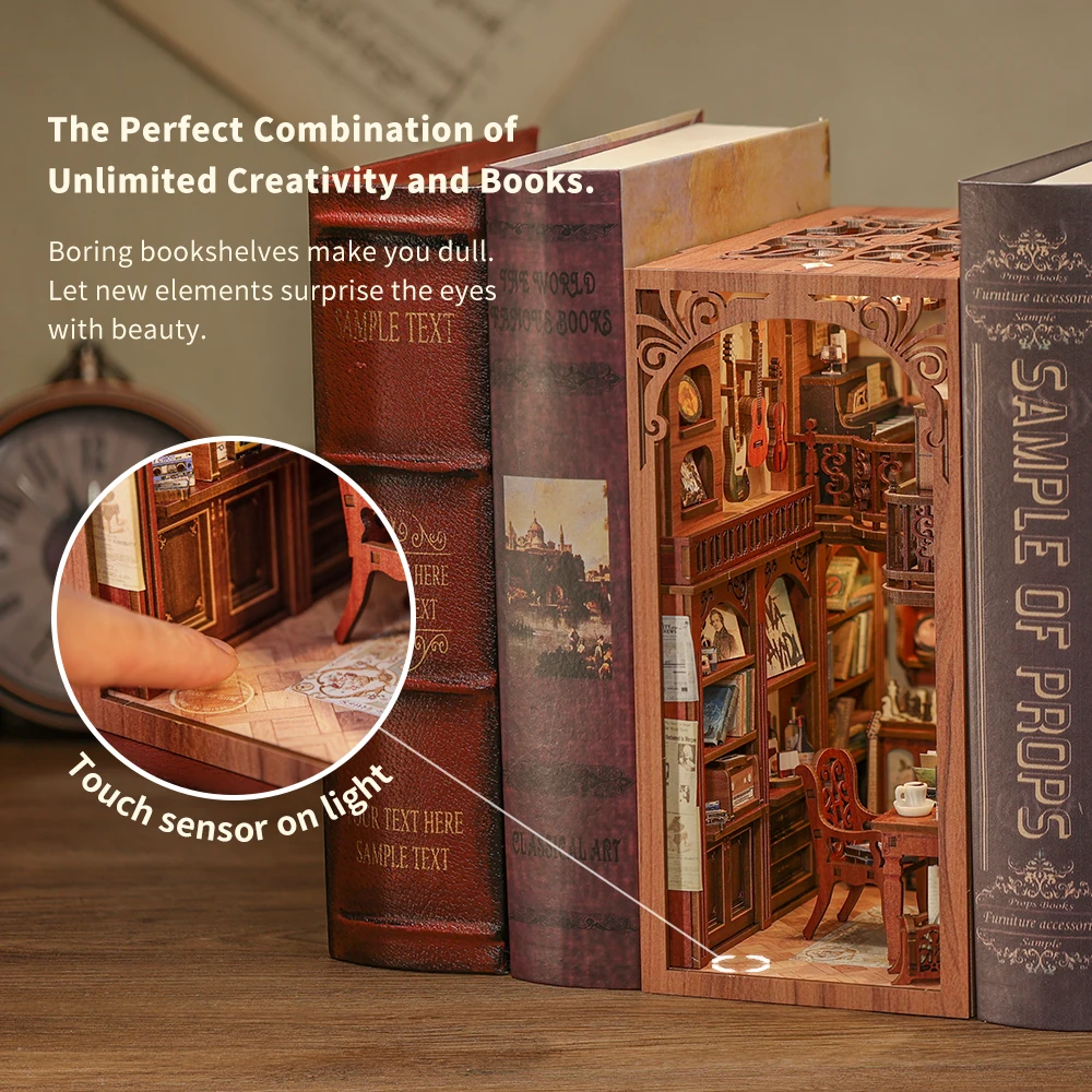 CUTEBEE Book Nook Kit Miniature DIY Book Nooks Touch Light With Furniture Children Birthday Gift  (Secret Rhythm) 6