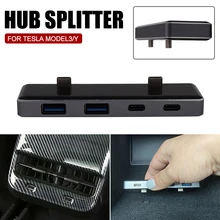 

Car 4 Ports USB Extender for Tesla Model 3 Model Y 2021 Interior USB Hub 5V/3A Charger USB Adapter Splitter Auto Accessories